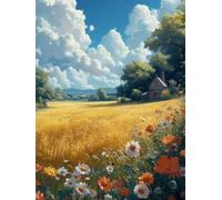 WELIWE Juego de pintura de diamantes 5D para adultos DIY kit de imitación de cristal decoración de la Pared del hogar Paisaje de campo de trigo 40x50 cm