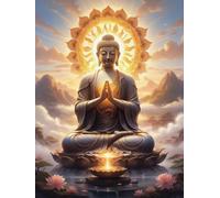 WELIWE Juego de pintura de diamantes 5D para adultos DIY kit de imitación de cristal decoración de la Pared del hogar Estatua de Buda 40x50 cm