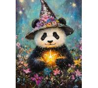 WELIWE Juego de pintura de diamantes 5D para adultos DIY kit de imitación de cristal decoración de la Pared del hogar Panda mágico 40x50 cm