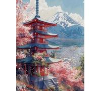 WELIWE Juego de pintura de diamantes 5D para adultos DIY kit de imitación de cristal decoración de la Pared del hogar Torre del reloj y picos montañosos 40x50 cm