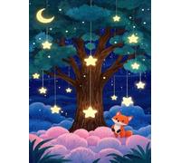 WELIWE Kits de punto de cruz estampados 11CT kits de bordado para adultos principiantes creatividad decoración del hogar Gran árbol, estrellas y luna 40x50 cm