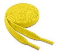 WELKOO cordones planos, cordones para zapatos duraderos, 1 par. Colores Amarillo y largo (150cm x 8mm). Compatible con Nike, Adidas, Converse, Reebok, New Balance y muchos más.