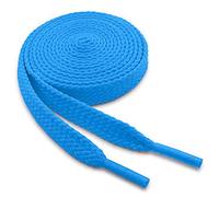 WELKOO cordones planos, cordones para zapatos duraderos, 1 par. Colores Azul claro y largo (150cm x 8mm). Compatible con Nike, Adidas, Converse, Reebok, New Balance y muchos más.