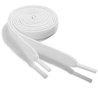 WELKOO cordones planos, cordones para zapatos duraderos, 1 par. Colores Blanco y largo (90cm x 8mm). Compatible con Nike, Adidas, Converse, Reebok, New Balance y muchos más.