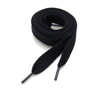 WELKOO cordones planos, cordones para zapatos duraderos, 1 par. Colores Negro y largo (150cm x 8mm). Compatible con Nike, Adidas, Converse, Reebok, New Balance y muchos más.