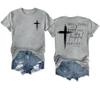 Well Done My Good and Faithful Servant - Camiseta de fe cristiana con gráfico cruzado, gris, S