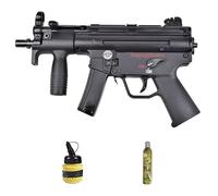 Well G55K Tipo MP5 blowback gren Gas (6 mm) | Rifle de Airsoft (Bolas de PVC) Calibre 6 mm + biberón 1000 Bolas 0,12g +Green Gas. Sistema Blowback