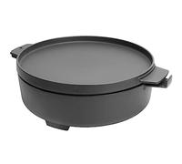 WELL GRILL Duo Dutch Oven,Juego de accesorios para barbacoa Weber de 47 cm y 57 cm Kettle de carbón vegetal, 2 en 1 de hierro fundido, 7.25 l, color negro