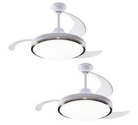 Well Home 2x Ventilador de Techo con Luz LED Ø53x30cm - Aspas retráctiles, Silencioso, 6 Velocidades, Mando a distancia y luz regulable 3 Tonos