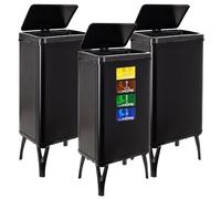 Well Home MOBILIARIO & DECORACIÓN 3 Cubos de Basura Inteligente de 50L c/u, Alto: 83,5 (x35,5x26), Negro con Etiquetas magnéticas