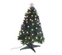 Well Home Árbol de Navidad de Fibra óptica con 90 Luces LED Blanco cálido y Multicolor con Estrella 43x43x90cm