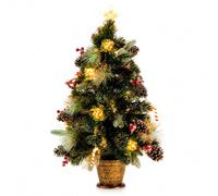 Well Home Árbol de Navidad Original 90 cm con Fibra óptica y 20 Leds Blanco Cálido con Estrella Superior de 45x45x90 cm