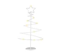 Well home árbol navideño decorativo de metal blanco con estrella con 46 luces led y temporizador 53x24x10cm
