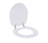 Well Home Asiento de Inodoro MDF con tapa y Bisagras de Acero inoxidable color Blanco 37,5x5,5x45cm