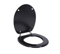 Well Home Asiento de Inodoro MDF con tapa y Bisagras de Acero inoxidable color Negro 37,5x5,5x45cm