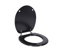 Well Home Asiento de Inodoro MDF con tapa y Bisagras de Acero inoxidable color Negro 37,5x5,5x45cm