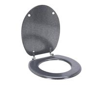 Well Home Asiento de Inodoro MDF con tapa y Bisagras de Acero inoxidable color Plata 37,5x5,5x45cm