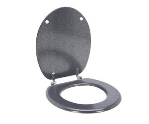 Well Home Asiento de Inodoro MDF con tapa y Bisagras de Acero inoxidable color Plata 37,5x5,5x45cm