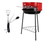 Well Home Barbacoa de 3 patas con Parrilla cromada en color negro 32x33x55cm + Set de Utensilios 5 en 1 para barbacoa Negro