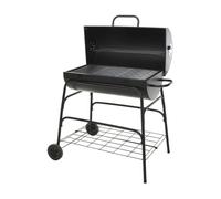 Well Home Barbacoa de cilindro con ruedas, color negro y parrilla de cocción chapada H.97cm