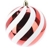 Well Home Bola de Navidad a Rayas Roja de Ø18 cm con Acabado Brillante
