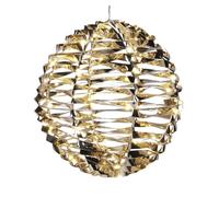Well home bola navideña decorativa color oro brillante con 60 luces led blancas cálidas ø25cm 25 cm