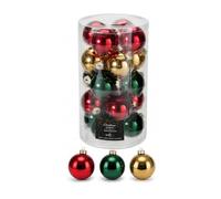 Well Home Bolas de Navidad, Set de 20 Bolas de Cristal Ø6 cm para Árbol en Rojo, Verde y Oro, Elegante y Brillante