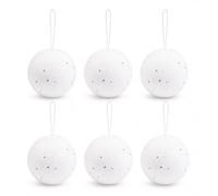 Well Home Bolas de Navidad, Set de 6 Bolas Blancas con Purpurina Ø6cm Adornos Navideños Brillantes para Árbol