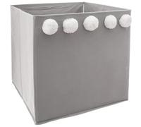 Well Home CAJA DE ALMACENAMIENTO INFANTIL CON POMPONES COLOR GRI30 x 29 x 29cm