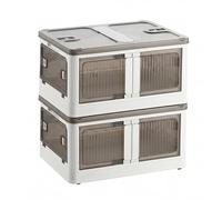 Well Home Caja de almacenamiento plegable multifuncional en color Blanco 2 Niveles, 40L por Nivel, 80 L en Total