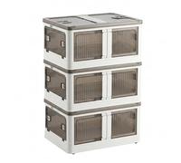 Well Home Caja de almacenamiento plegable multifuncional en color Blanco 3 Niveles, 40L por Nivel, 120 L en Total