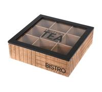 Well home - caja de té de 9 compartimentos con tapa 24x24x7,5 cm.