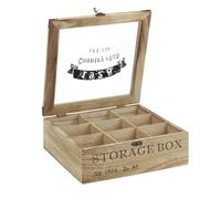 WELL HOME - Caja de té en madera con 9 compartimentos