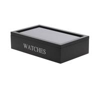 Well Home Caja MDF para 12 relojes 34x20x8.5cm, color negro con impresión plateada
