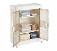 Well Home Cajas de almacenaje apilables con puerta frontal, Organizador modular plegable con ruedas, Modularidad, Multiespacios, Armario plegable con 1 Compartimento, + 2 Baldas/estantes interiores