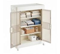 Well Home Cajas de almacenaje apilables con puerta frontal, Organizador modular plegable con ruedas, Modularidad, Multiespacios, Armario plegable con 1 Compartimento, + 3 Baldas/estantes interiores
