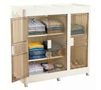 Well Home Cajas de almacenaje apilables con puerta frontal, Organizador modular plegable con ruedas, Modularidad, Multiespacios, Armario plegable con 2 Compartimentos, + 2 Baldas/estantes interiores