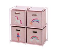 Well Home Cajonera Infantil de 4 Compartimentos con marcos de metal y color Rosa