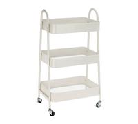 Well Home Carro de cocina blanco con 3 cestas y ruedas H.79,5cm