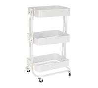 Well Home Carro de cocina de hierro en blanco con ruedas y 3 cajones
