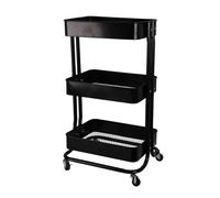 WELL HOME MOBILIARIO & DECORACIÓN Carro de Cocina de Hierro en Negro con Ruedas y 3 cajones
