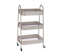 Well Home Carro de Cocina Rolling Color Taupe con 3 Cestas y Ruedas 44x31,5x79,5cm