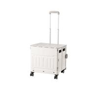 Well Home Carro de la Compra Plegable Tipo Caja con Tapa y Ruedas, Caja de Almacenaje para Maletero de Coche, Asa Telescópica Reforzada, Capacidad 38L
