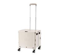 Well Home Carro de la Compra Plegable Tipo Caja con Tapa y Ruedas, Caja de Almacenaje para Maletero de Coche, Asa Telescópica Reforzada, Capacidad 32L
