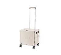 Well Home Carro de la Compra Plegable Tipo Caja con Tapa y Ruedas, Caja de Almacenaje para Maletero de Coche, Asa Telescópica Reforzada, Capacidad 42L