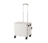 Well Home Carro de la Compra Plegable Tipo Caja con Tapa y Ruedas, Caja de Almacenaje para Maletero de Coche, Asa Telescópica Reforzada, Capacidad 56L