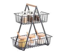 Well Home Cesta de Almacenamiento con 2 niveles en color Negro y diseño industrial