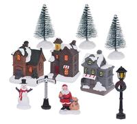 Well Home Conjungo de 10 Piezas de Pueblo Navideño con Luces LED