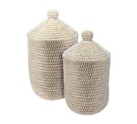 Well Home Conjunto de 2 Cestos para la ropa con tapa Ø27cmØ33,5cm