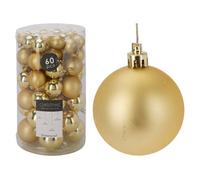 Well home conjunto de 60 bolas de navidad en color dorado en varias dimensiones y acabados 19 cm